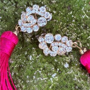 Vibrant Vintage Pink Tassel Earrings